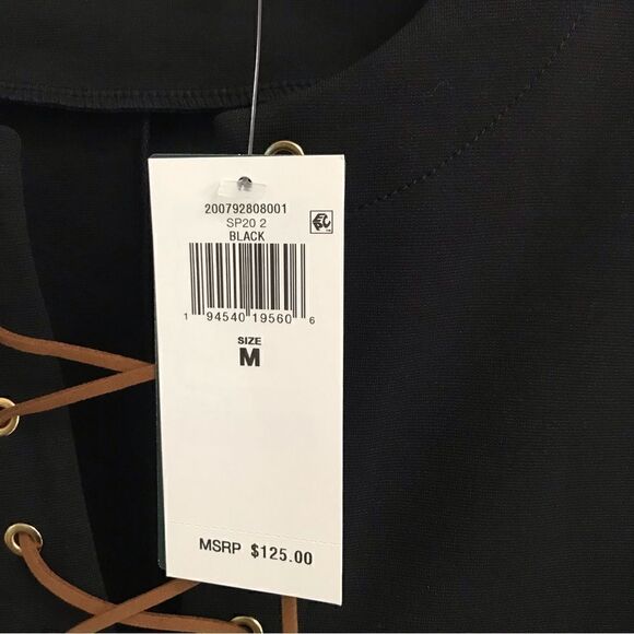 Lauren Ralph Lauren black ponte tie up short sleeve mini shift dress M - Picture 6 of 8